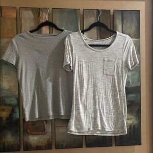 Ann Taylor Light Gray Short Sleeve Tees